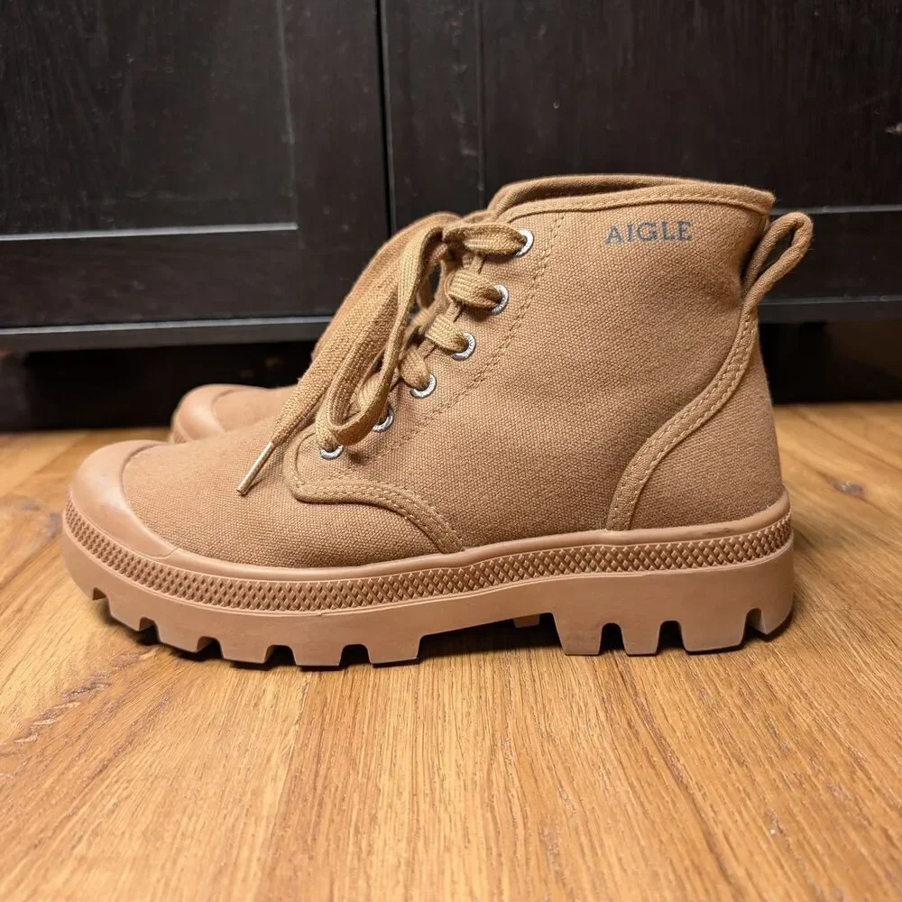 Aigle Tenere CVS Canvas Walking Boots Women's Size US 7 UK 5.5  EU 39 Tan Brown